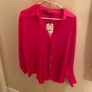 NWT Zara Satin Effect Shirt